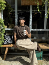 Stripe colourway cropped short-sleeved t-shirt