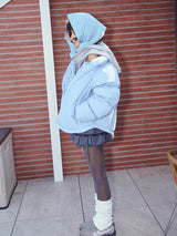 CURVE LINE COLLARED DOWN PUFFER (SKY BLUE)
