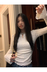 Daisy lace cuffs long-sleeved t-shirt