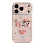 Embroidered Blue Pink Cat Soft iPhone Case