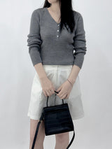 Scani V-neck Button Long Sleeve Knit