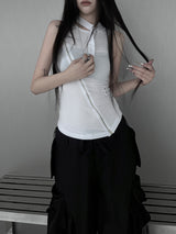 cats zipper halter sleeveless (2color)