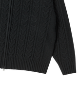 25FW CABLE KNIT HOODIE ZIP UP BLACK