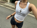 1+1 Cream slim crop top (other color random)