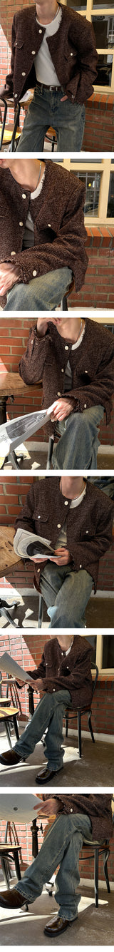 [F/W] Mix cutting tweed jacket(2color)
