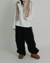 Tier Bambi Fake Fur Hooded Vest (Short Quilted)
