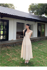 Ivory Punching Layered Long Dress