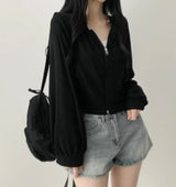 Ronit Linen Two-Way Hooded Zip-Up