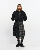 Neck Shirring Hooded Windbreaker _ BLACK