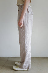 Linen rayon jacquard pants, Grey