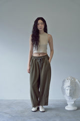 2-LAYER MICRO FLEECE SWEAT PANTS (Khaki)