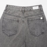 GRAY SEMI WIDE DENIM PANTS code 18113