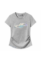 フローラルパッチプリーツスリムTシャツ