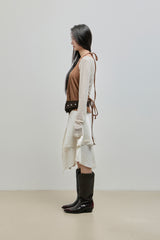 Unbalanced Lace Midi Skirt_Ivory