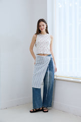 FRINGE DENIM PANTS