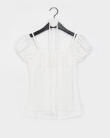 ハーデルコサージュレイヤードシャーリングパフTシャツ