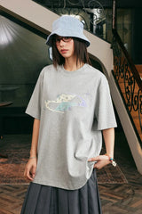 パッチワークフローラルエンブロイダリーTシャツ