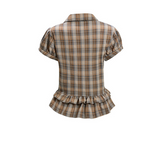 Avina Plaid Peplum Blouse