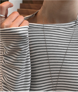 Heather Brush Striped Round T-shirt / 5 colors