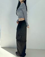 KOREAN MADE💝HIGH QUALITY💝 ストライプオフショルダーロングスリーブTシャツ