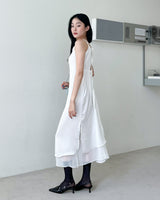 Pulse satin layered shirring one-piece