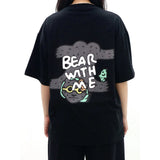 PEANUT STAIN - Not Sleeping Bear With Me Black Oversized Tshirt