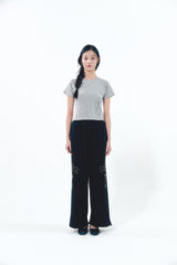 Heart Logo Shirring Detail Top Gray
