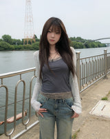 Henne Double Button See-Through Cardigan