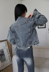 Vintage Washing Crop Denim Jacket