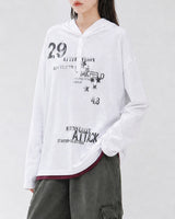 (UNISEX) アタック ヘンリーネック フーデッド ロングスリーブ