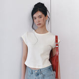 C 90S LINE WAFFLE BASIC T-SHIRT_CREAM