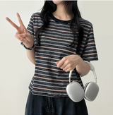 ロビンカラーストライプダンガラ半袖Tシャツ