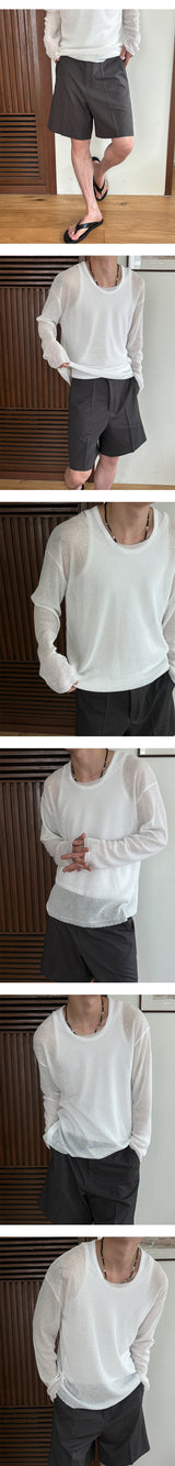[Unisex] リネンカッティングサマーニット(4color)