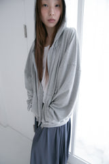 shirring neck hood zip-up(3colors)