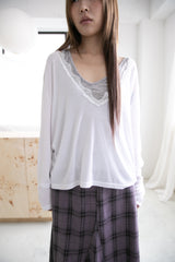 lace v-neck loose top(3colors)