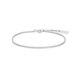 silver box chain rhodium plating + 925 silver bracelet B068-01H