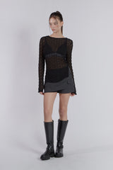 MINI POCKET UNBALANCE SKIRT(CHARCOAL)