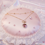 ロージーハートプリンセスレイヤードネックレス - ゴールドカラー (STAYC Seeun Necklace)