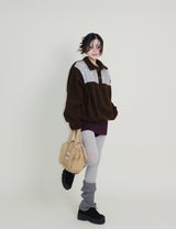 Femme Flower Pattern Quilted Fleece Long Sleeve T-Shirt (Button Detail)