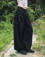 トッピングフラワースタッドワイドロングパンツ