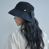 リボンペーパー ワイドバケットハット(Black)
