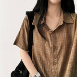 ベシアサイドストリングシャーリングチェック柄ショートスリーブシャツ