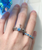 BLUE CUBIC CROWN RINGS