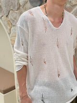 Grunge damage see through knit(3color)