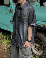 Durant Patch Washed Short Sleeve Denim Shirts