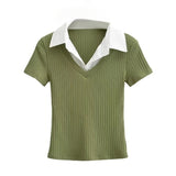 Rella Ribbed Collar Tee
