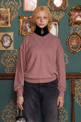 LAYERED V NECK KNIT / INDI PINK