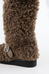 Teddy Fur Buckle Long Boots