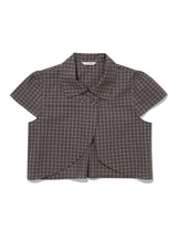 チェッカード ダブル ブラウス(BROWN)