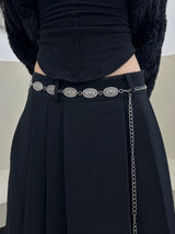 Retro-antique silver chain belt